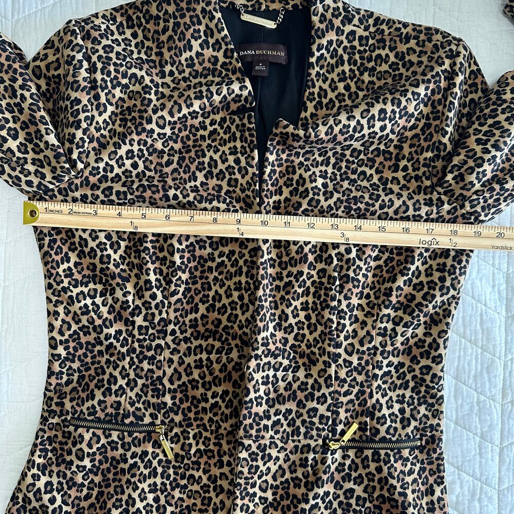 Dana Buchman Women’s Leopard Animal Print Blazer Open Front Zip Pocket | Size 8 - Picture 9 of 11